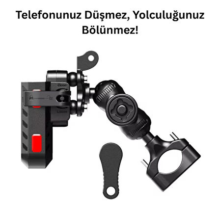 Titreme ve Düşme Engelleyici Motosiklet Telefon Tutucu - 360° Ayarlanabilir, Tam Koruma, Dayanıklı Montaj Aparatı