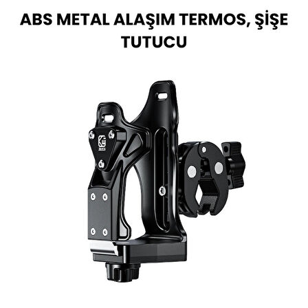 ABS Metal Alaşım Su Şişesi & Termos Tutucu – Bisiklet, Scooter, Motosiklet, Bebek Arabası Uyumlu – 360° Ayarlı Kelepçe