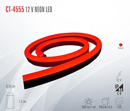 CATA CT-4555 12 V NEON LED ŞERİT KIRMIZI (5 METRE)