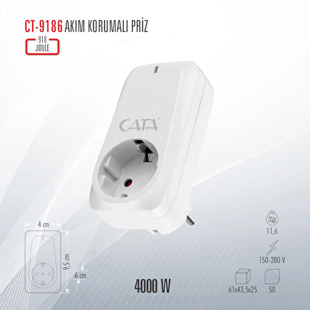 CATA CT-9186 AKIM KORUMALI REGÜLATÖR PRİZ