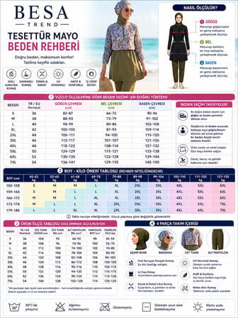 Besa Tesettür Bandana Mayo Dijital Desenli Siyah 4 Parça Eşarp Bone, Bandana, Üst, Alt takım ten ve vücut hatlarını göstermez