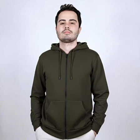 Kapüşonlu Sweatshirt Sade, Şık ve Konforlu, Tam Fermuarlı, Çift Cepli ! Her Tarza Uygun