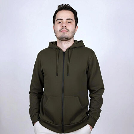 Kapüşonlu Sweatshirt Sade, Şık ve Konforlu, Tam Fermuarlı, Çift Cepli ! Her Tarza Uygun