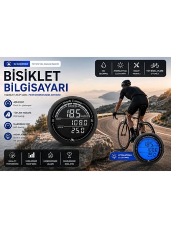 Kenly Bisiklet Bilgisayarı Km Saati Hız ve Mesafe Ölçer Su Geçirmez LED LCD Ekranlı Kablolu