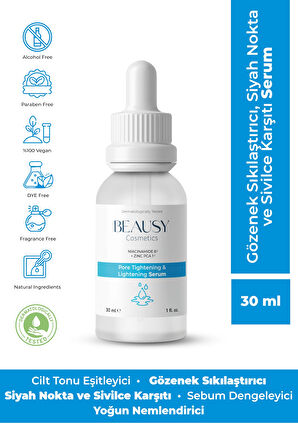Gözenek Sıkılaştırıcı, Siyah Nokta ve Sivilce Karşıtı Serum 30ml (niacinamide 6% + zinc pca)