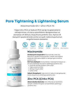 Gözenek Sıkılaştırıcı, Siyah Nokta ve Sivilce Karşıtı Serum 30ml (niacinamide 6% + zinc pca)