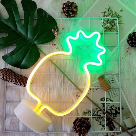 BiiShe® Dekoratif Ananaslı Neon Led Masa Ve Gece Lambası Hediyelik Lamba