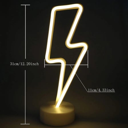 BiiShe® Dekoratif Şimşek Şeklinde Pilli Neon Led Lamba Süs Masa Lambası