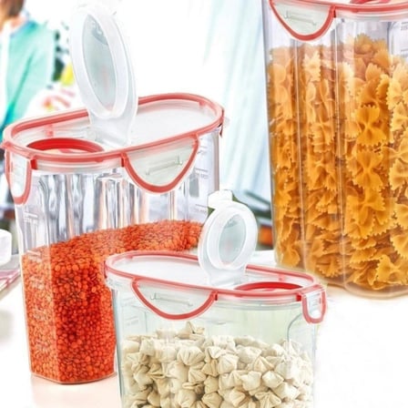 BiiShe® Kilitli Kapaklı Contalı Hava,Su Sıvı Geçirmez 2,4 Litre Erzak Saklama Kabı-SA590
