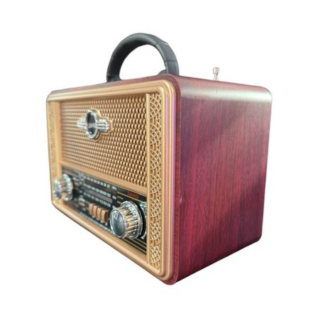 BiiShe® Retro, Nostaljik, Ahşap Tasarım Bluetooth Hoparlörlü, Şarjlı, Taşınabilir Otantik Tasarımlı FM/AM Destekli Radyo NS8098
