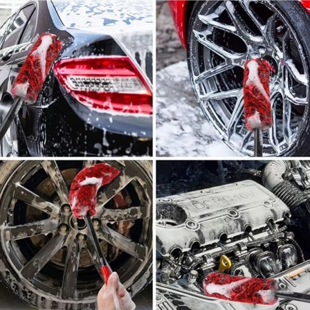 BiiShe® 3lü Bükülebilen Peluş Detaylı Temizlik İçin Oto Jant, Egzos Temizleme Fırçası