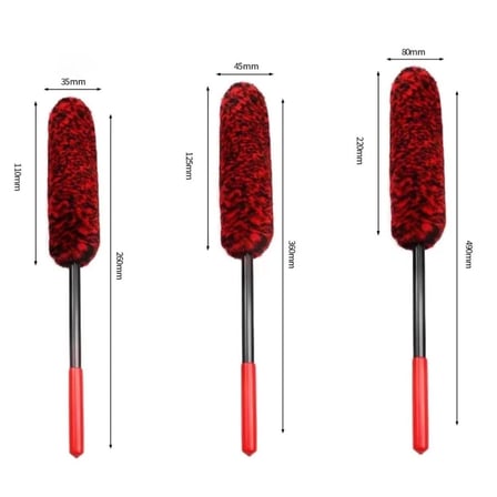 BiiShe® 3lü Bükülebilen Peluş Detaylı Temizlik İçin Oto Jant, Egzos Temizleme Fırçası