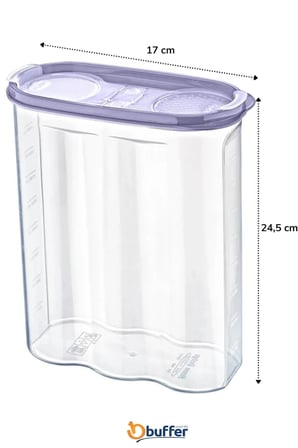 BiiShe® 2 Kapaklı Ölçekli Erzak Kuru Gıda Saklama Kutusu Kabı 2,4 Litre-SA940