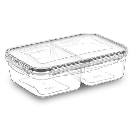 BiiShe® 2 Bölmeli Sızdırmaz Contalı Kilitli Kapaklı 1 Litre Erzak Saklama Kabı -LC505