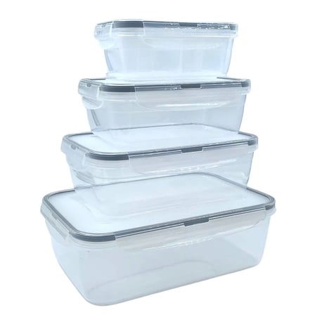 BiiShe® 4lü İç İçe Sızdırmaz Contalı Kilitli Kapaklı Plastik Erzak Saklama Kapları LC315