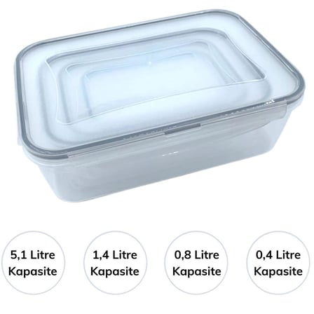 BiiShe® 4lü İç İçe Sızdırmaz Contalı Kilitli Kapaklı Plastik Erzak Saklama Kapları LC315