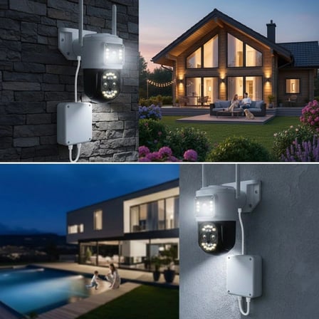 BiiShe® 3 Kameralı Kablolu Akıllı Güvenlik Kamerası – 360° PTZ Hareketli, Çift Antenli, WiFi IP, Gece Görüşlü Dış Mekan Kamera
