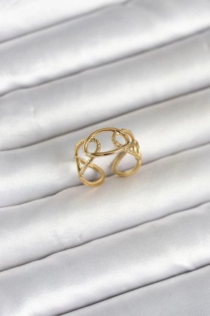 Mey İthalat® 316L Çelik Gold Renk Zincir Model Kadın Yüzük
