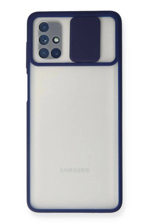 Mey İthalat®  Samsung Galaxy M51 Kılıf Palm Buzlu Kamera Sürgülü Silikon - Lacivert