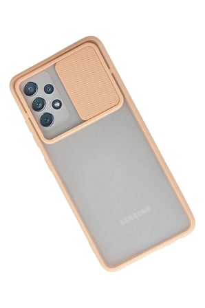 Mey İthalat®  Samsung Galaxy A52 Kılıf Palm Buzlu Kamera Sürgülü Silikon - Pembe