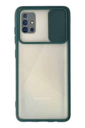 Mey İthalat®  Samsung Galaxy A71 Kılıf Palm Buzlu Kamera Sürgülü Silikon - Yeşil