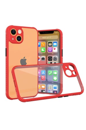Mey İthalat®  iPhone 13 Mini Kılıf Miami Şeffaf Silikon - Kırmızı