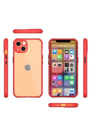 Mey İthalat®  iPhone 13 Mini Kılıf Miami Şeffaf Silikon - Kırmızı