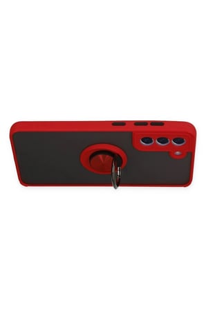 Mey İthalat®  Samsung Galaxy S21 FE Kılıf Montreal Yüzüklü Silikon Kapak - Kırmızı