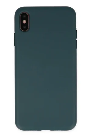 Mey İthalat®  iPhone XS Max Kılıf Nano içi Kadife Silikon - Koyu Yeşil