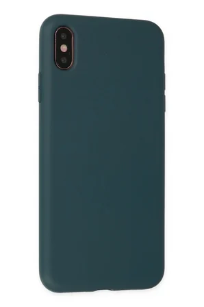 Mey İthalat®  iPhone XS Max Kılıf Nano içi Kadife Silikon - Koyu Yeşil
