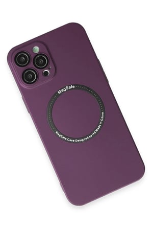 Mey İthalat®  iPhone 12 Pro Kılıf Jack Magneticsafe Lens Silikon - Mürdüm