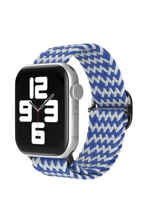 Mey İthalat®   Watch 38mm Star Kordon - Zigzag Beyaz-Mavi