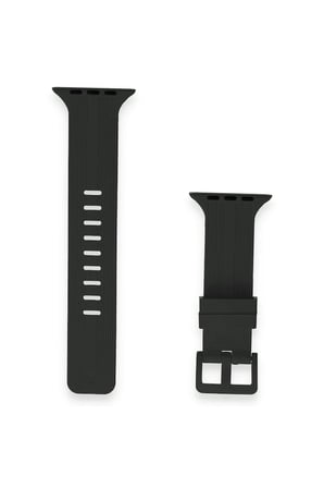 Mey İthalat®   Watch 38mm KR408 Çizgili Silikon Kordon - Siyah