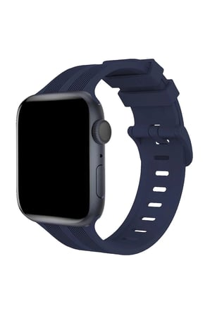 Mey İthalat®   Watch 38mm KR408 Çizgili Silikon Kordon - Lacivert