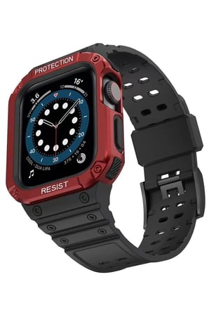 Mey İthalat®   Watch 42mm KR401 Silikon Kordon - Siyah-Kırmızı
