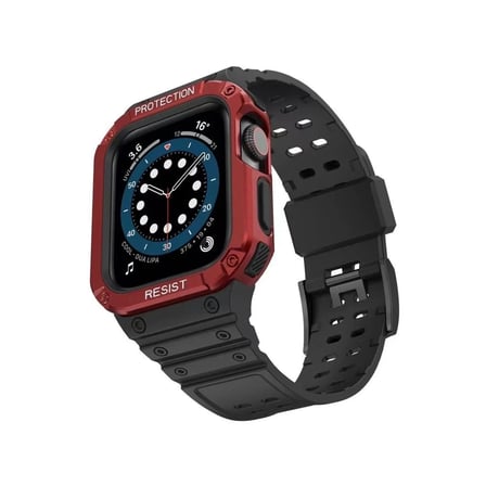 Mey İthalat®   Watch 42mm KR401 Silikon Kordon - Siyah-Kırmızı