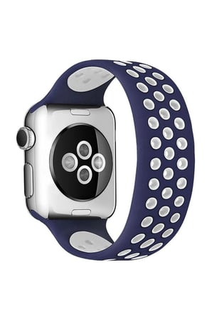 Mey İthalat®   Watch 38mm Ayarlı Delikli Silikon Kordon - Lacivert-Beyaz