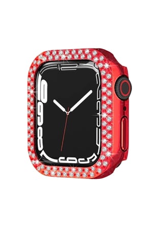 Mey İthalat®   Watch 44mm Taşlı Kasa - Kırmızı