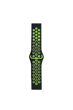 Mey İthalat®  Watch 20mm Spor Delikli Kordon - Siyah-Yeşil