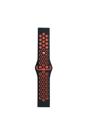 Mey İthalat®  Watch 22mm Spor Delikli Kordon - Siyah-Kırmızı