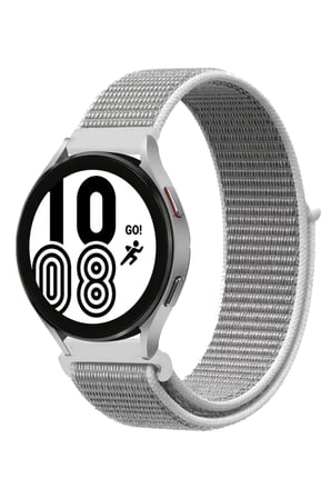 Mey İthalat®  Samsung Galaxy Watch 4 Hasırlı Cırtcırtlı Kordon - Beyaz
