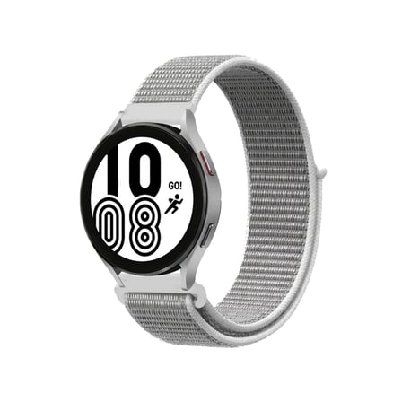 Mey İthalat®  Samsung Galaxy Watch 4 Hasırlı Cırtcırtlı Kordon - Beyaz