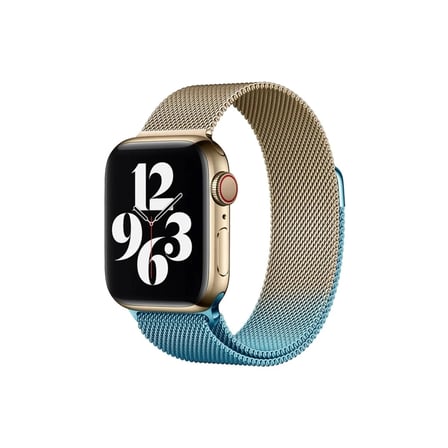 Mey İthalat®   Watch 38mm Metal Mıknatıslı Kordon - Metalik Gold-Mavi