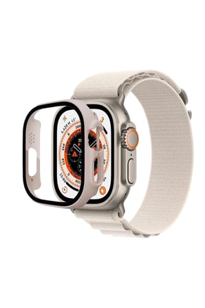 Mey İthalat®   Watch Ultra 49mm Desert Camlı Kasa Ekran Koruyucu - Metalik Gold