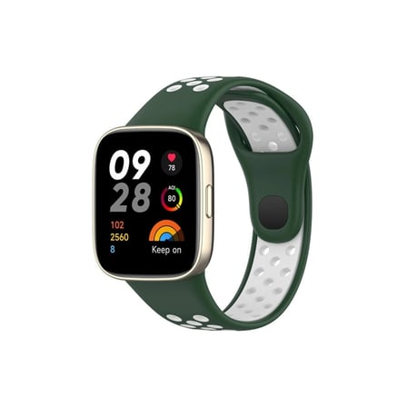 Mey İthalat®   Redmi Watch 3 Spor Delikli Kordon - Haki Yeşil-Beyaz