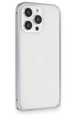Mey İthalat®  iPhone 15 Pro Max Metal Bumper Mat Kapak - Gri