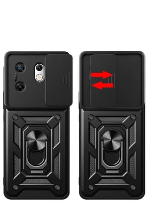 Mey İthalat®  İnfinix Zero 30 4G Kılıf Pars Lens Yüzüklü Silikon - Kırmızı