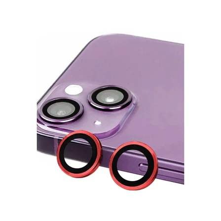 Mey İthalat®  iPhone 14 Raze Metal Kamera Lens - Kırmızı