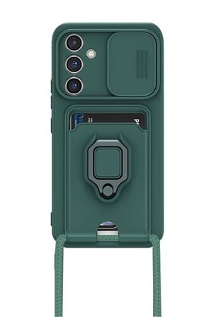 Mey İthalat®  Samsung Galaxy A36 Kılıf Zuma Kartvizitli Yüzüklü Silikon - Yeşil