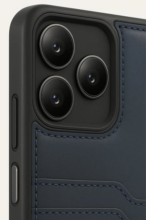 Mey İthalat®  Realme Note 50 4G Kılıf Sara Kartvizitli Deri Kılıf - Lacivert